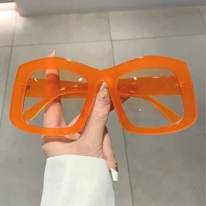 Oversized Jelly Sunglasses With Gradient Lens And Decorative Frame